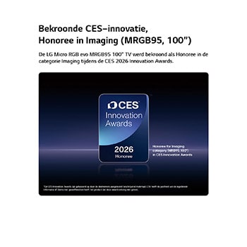 2026 CES Innovation Awards Erebadge in de categorie Imaging voor het MRGB95 100-inch display